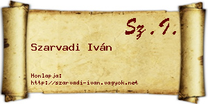 Szarvadi Iván névjegykártya